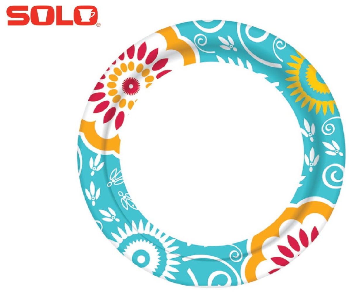 SOLO &mdash; Party-plate surface pattern, drawn to wrap a circular plate rather than sit on a flat panel.